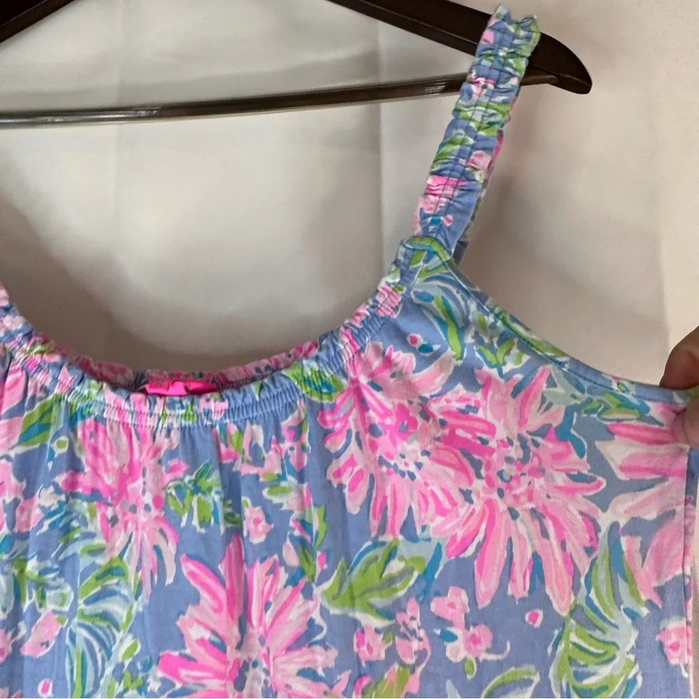 LILLY PULITZER Women’s Size M Dress Midi Floral Tiered Cotton Sleeveless